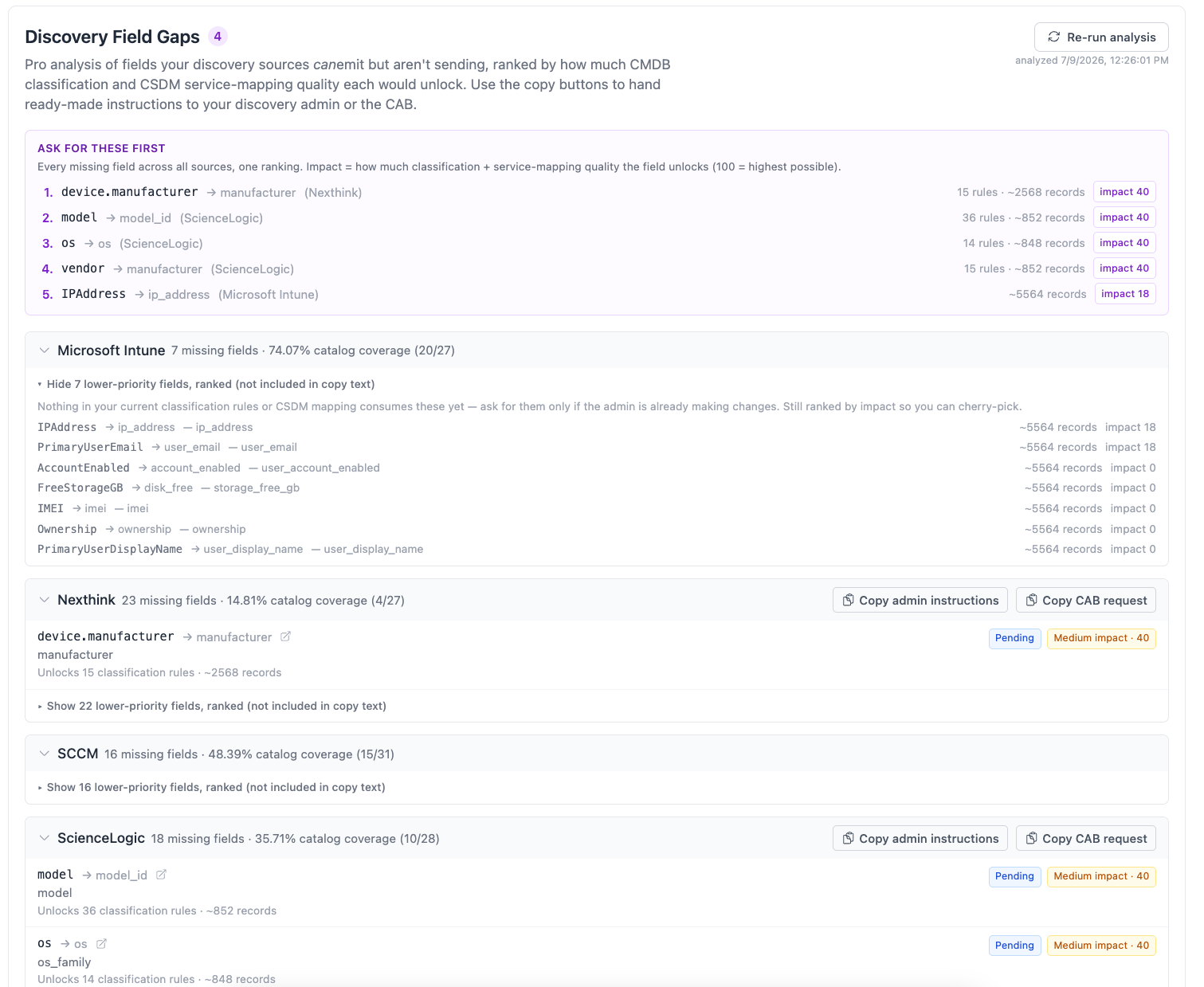 ServiceMatch — Discovery Field Recommendations
