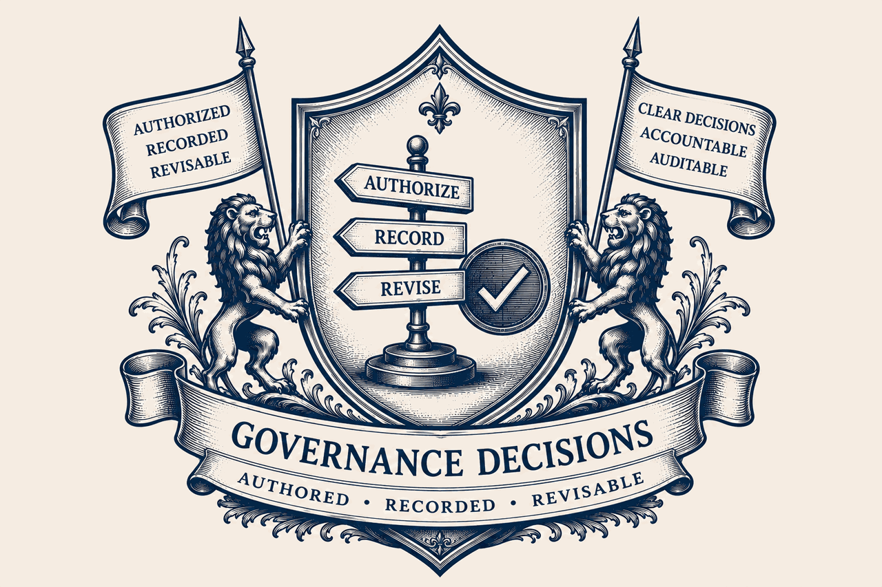 Heraldic crest — Governance decisions