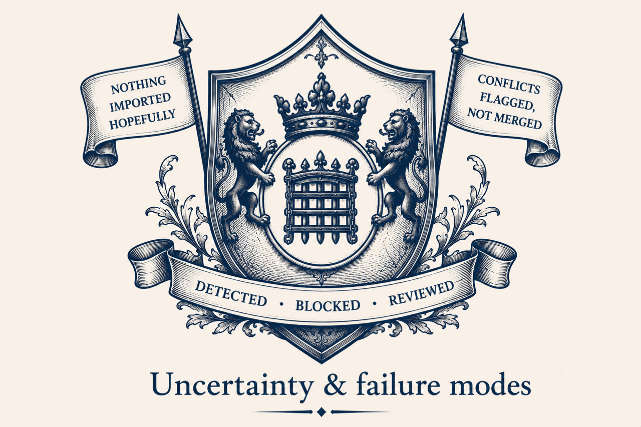 Heraldic crest — Uncertainty & failure modes